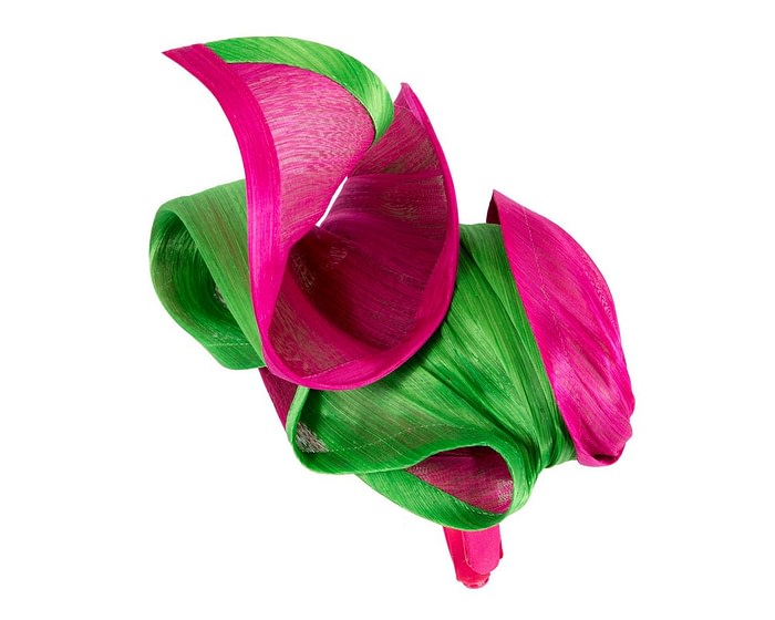 Bespoke fuchsia & lime racing fascinator by Fillies Collection - Image 4