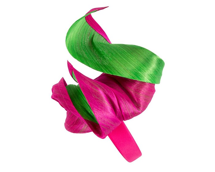 Bespoke fuchsia & lime racing fascinator by Fillies Collection - Image 3