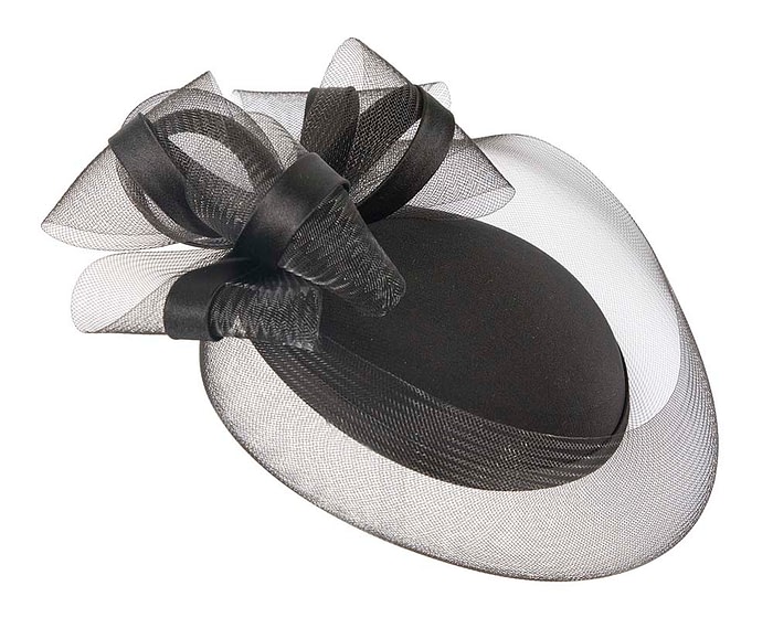 Black custom made cocktail hat by Cupids Millinery - Image 2