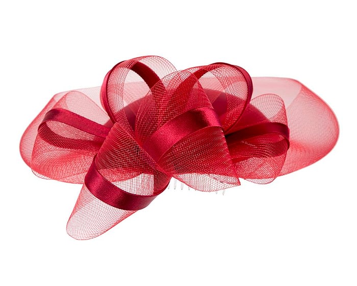 Red custom made cocktail hat by Cupids Millinery - Image 6