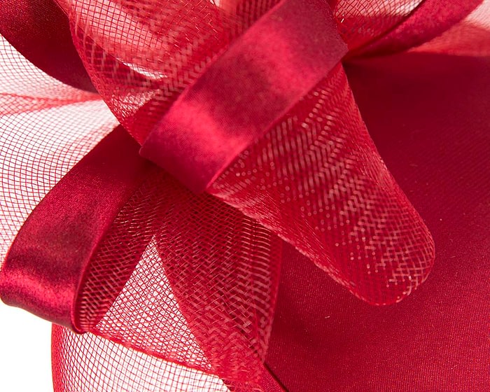 Red custom made cocktail hat by Cupids Millinery - Image 5