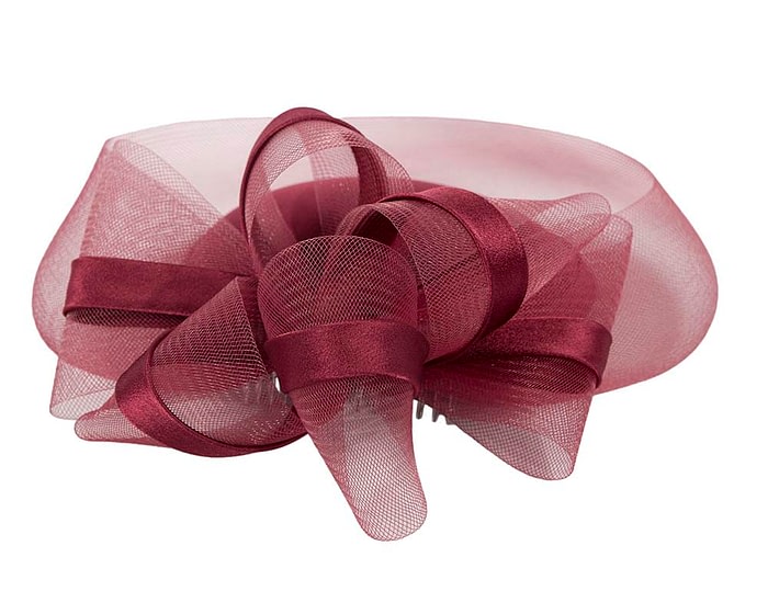 Burgundy wine custom made cocktail hat by Cupids Millinery - Image 6