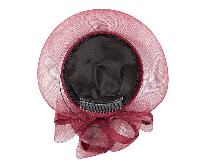 Burgundy wine custom made cocktail hat by Cupids Millinery - Image 4