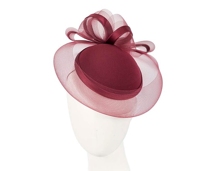 Burgundy wine custom made cocktail hat by Cupids Millinery