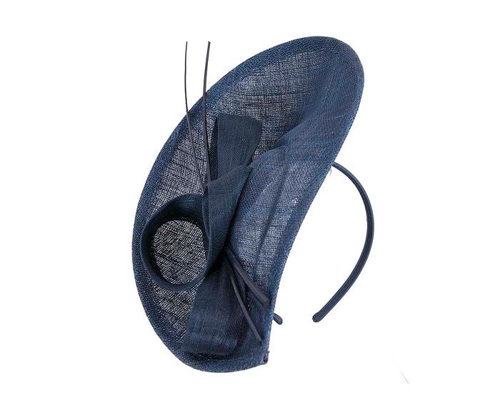Bespoke navy sinamay fascinator by Max Alexander - Image 2