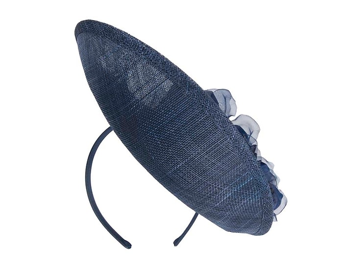 Bespoke navy sinamay fascinator with flower by Max Alexander - Image 6
