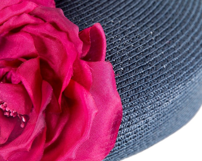 Fascinators Online - Navy & fuchsia beret hat by Max Alexander