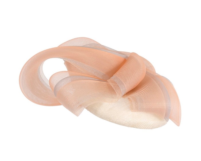 Cream & nude pillbox racing fascinator with wave by Fillies Collection - Image 6