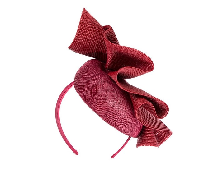 Burgundy racing pillbox fascinator by Fillies Collection - Image 6