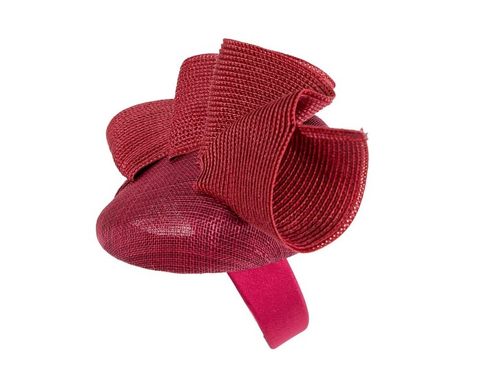 Burgundy racing pillbox fascinator by Fillies Collection - Image 3