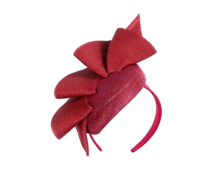 Burgundy racing pillbox fascinator by Fillies Collection - Image 2
