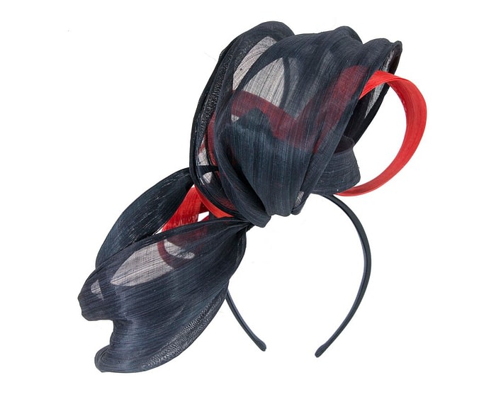 Large navy & orange fascinator by Fillies Collection - Image 6