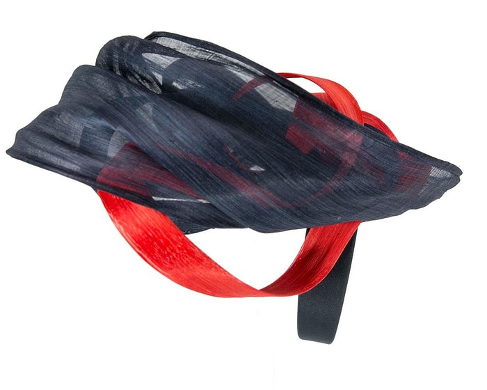Large navy & orange fascinator by Fillies Collection - Image 3
