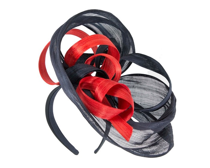 Large navy & orange fascinator by Fillies Collection - Image 2