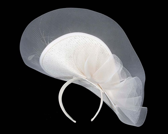 Fascinators Online - Tall white fascinator with feathers by Fillies Collection