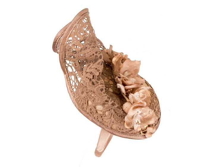 Taupe lace pillbox fascinator by Fillies Collection - Image 4