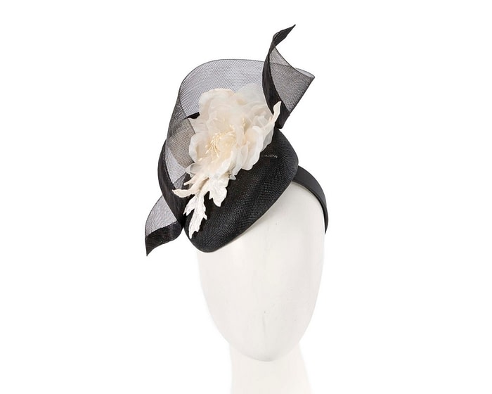 Bespoke black & cream spring racing pillbox fascinator