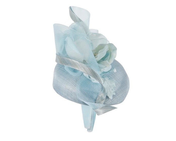 Fascinators Online - Bespoke light blue spring racing pillbox fascinator