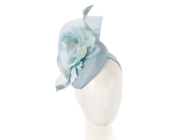 Fascinators Online - Bespoke light blue spring racing pillbox fascinator