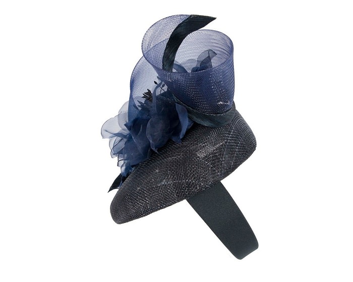 Fascinators Online - Bespoke navy spring racing pillbox fascinator