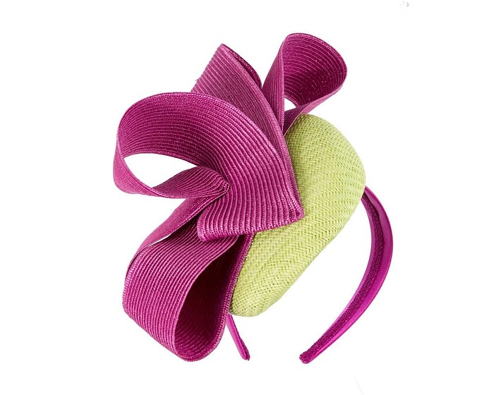 Lime & Fuchsia racing pillbox fascinator by Fillies Collection - Image 2