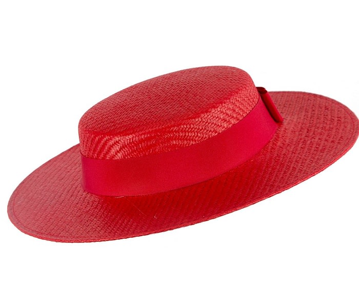 Fascinators Online - Red boater hat by Max Alexander