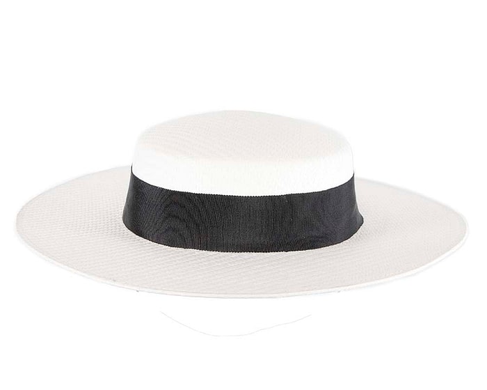 White & black boater hat by Max Alexander - Image 4