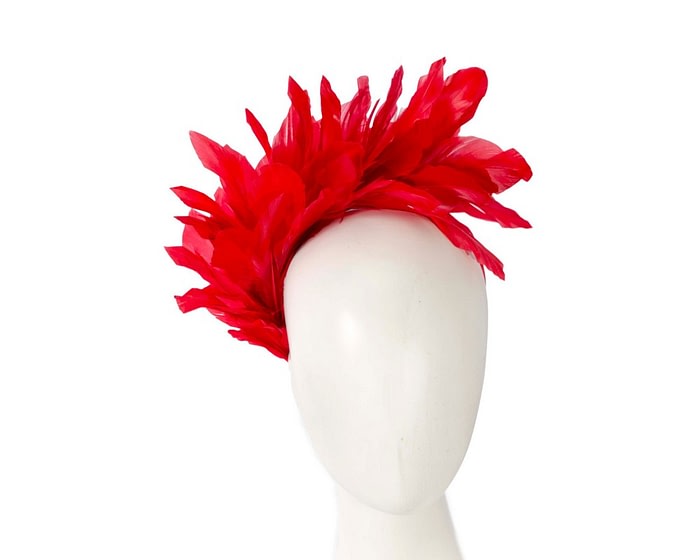 Red feather bunch fascinator by Max Alexander
