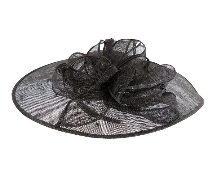 Wide brim black sinamay fascinator hat by Max Alexander - Image 6