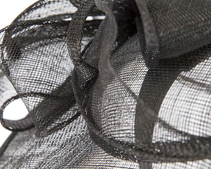 Wide brim black sinamay fascinator hat by Max Alexander - Image 5