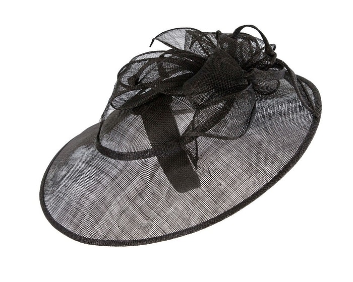 Wide brim black sinamay fascinator hat by Max Alexander - Image 3