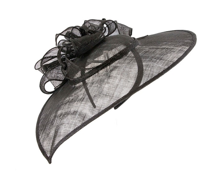Wide brim black sinamay fascinator hat by Max Alexander - Image 2