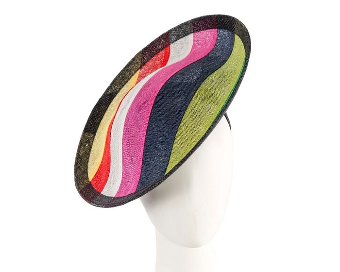 Large stripy sinamay fascinator by Max Alexander