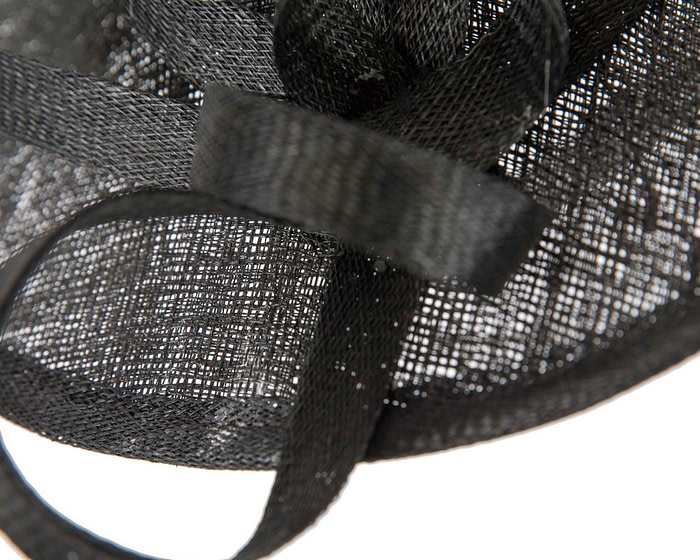 Large black sinamay fascinator on the headband - Image 5