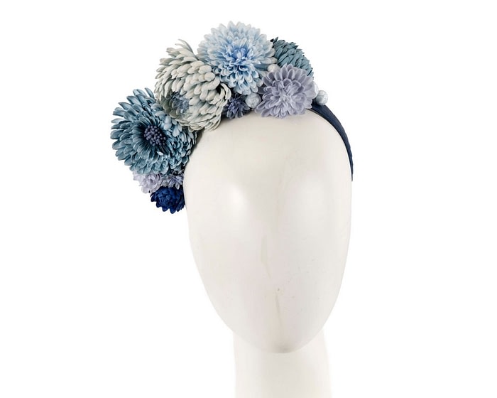 Multi-tone blue flower arrangement on the headband