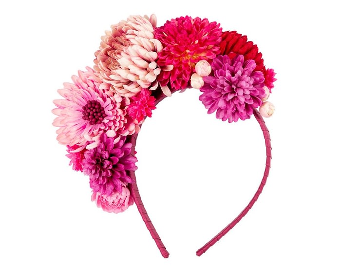 Multi-tone pink flower arrangement on the headband - Image 2