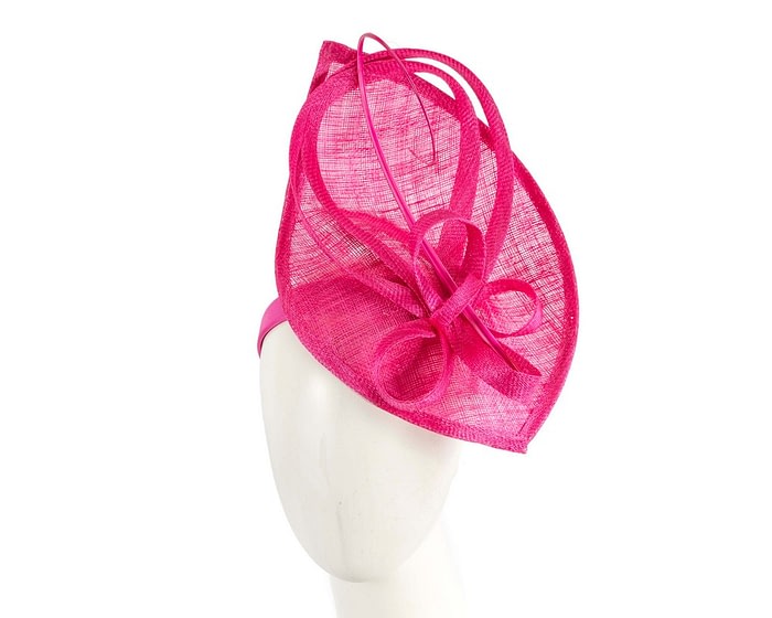 Fuchsia sinamay racing fascinator by Max Alexander