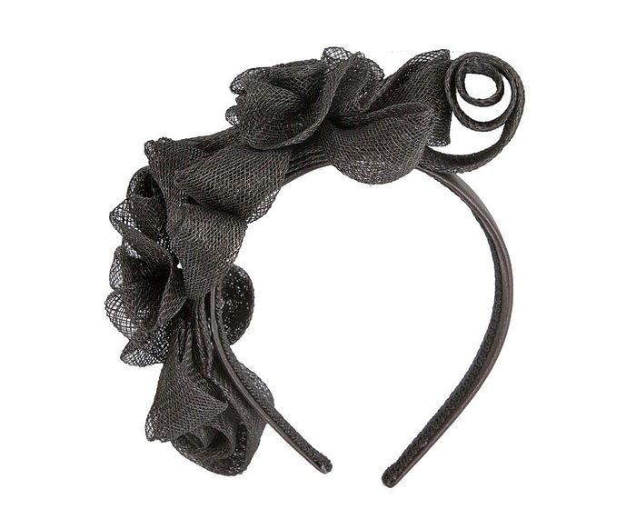 Black curly racing fascinator by Max Alexander - Image 4