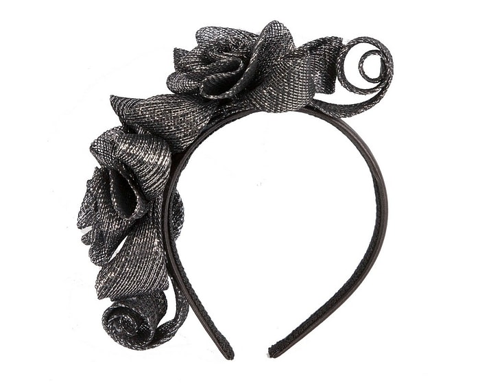 Black & silver curly racing fascinator by Max Alexander - Image 4