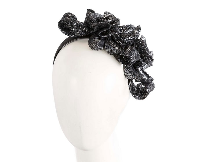 Fascinators Online - Black & silver curly racing fascinator by Max Alexander