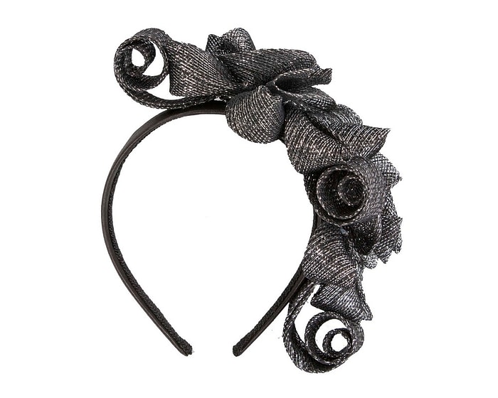 Black & silver curly racing fascinator by Max Alexander - Image 2