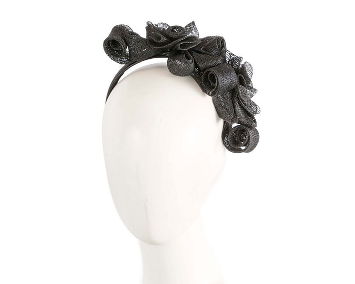 Fascinators Online - Black curly racing fascinator by Max Alexander