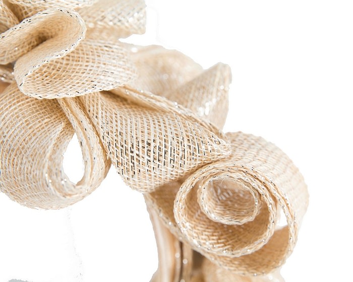 Champagne curly racing fascinator by Max Alexander - Image 3