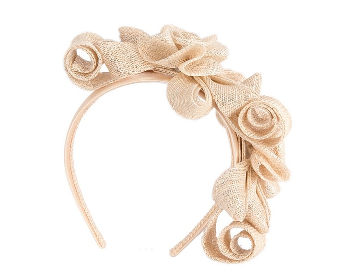 Champagne curly racing fascinator by Max Alexander - Image 2