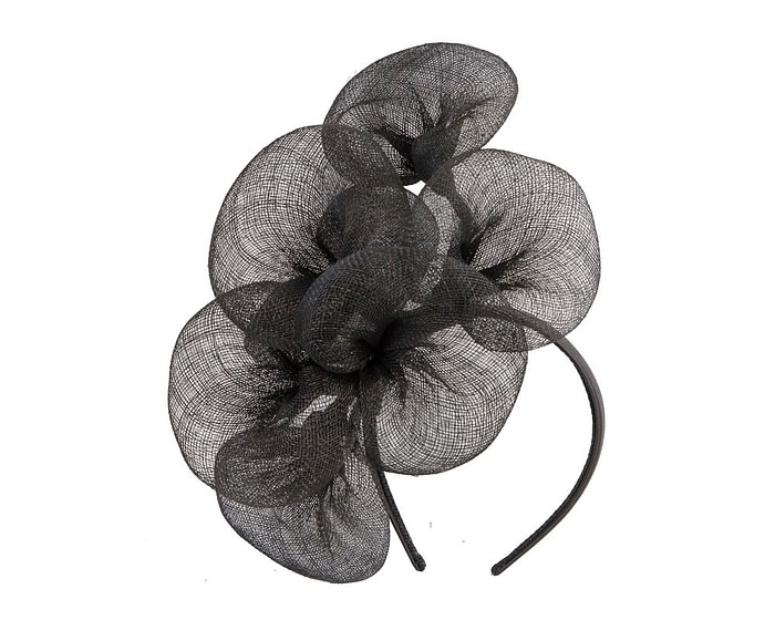 Black sinamay flower fascinator by Max Alexander - Image 2