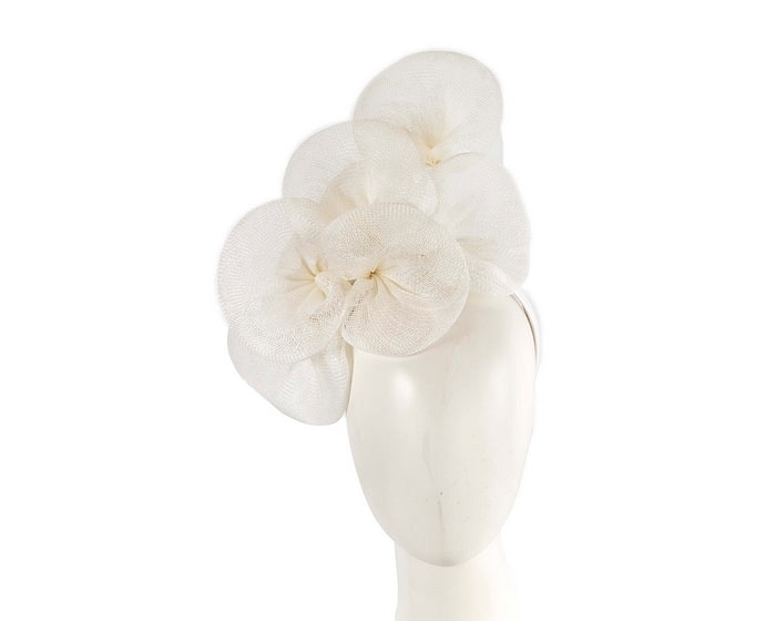 White sinamay flower fascinator by Max Alexander