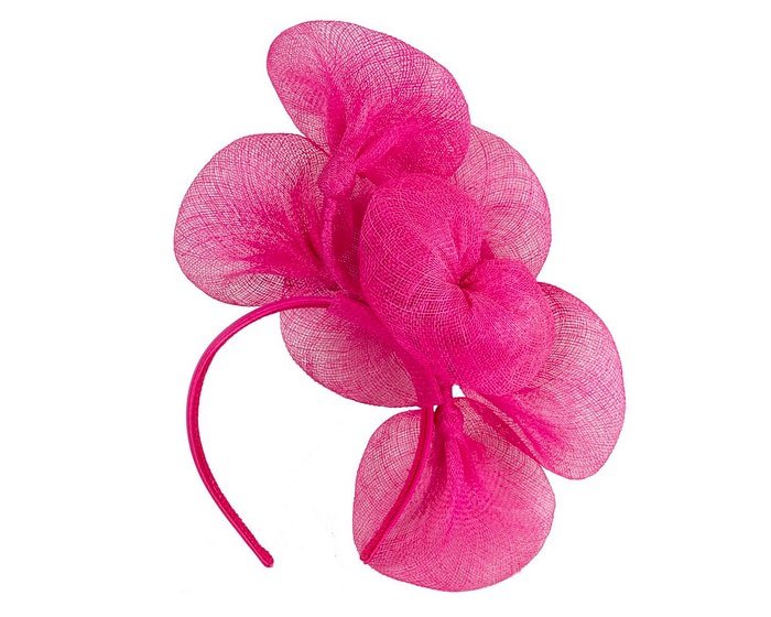 Fuchsia sinamay flower fascinator by Max Alexander - Image 4