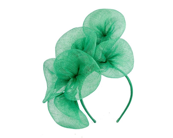 Green sinamay flower fascinator by Max Alexander - Image 2