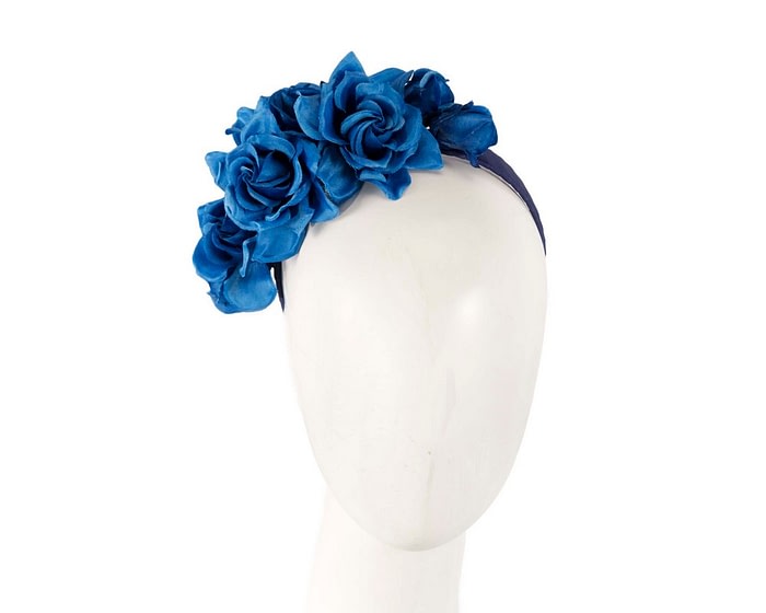 Royal blue flower headband fascinator by Max Alexander