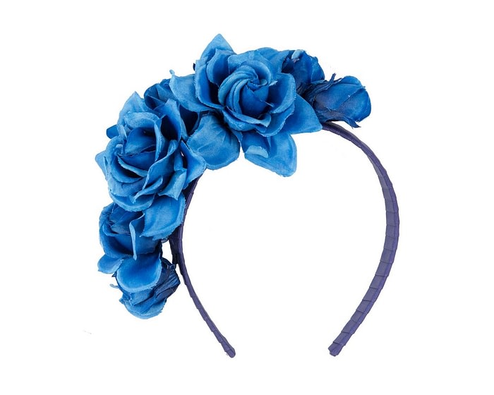 Royal blue flower headband fascinator by Max Alexander - Image 2